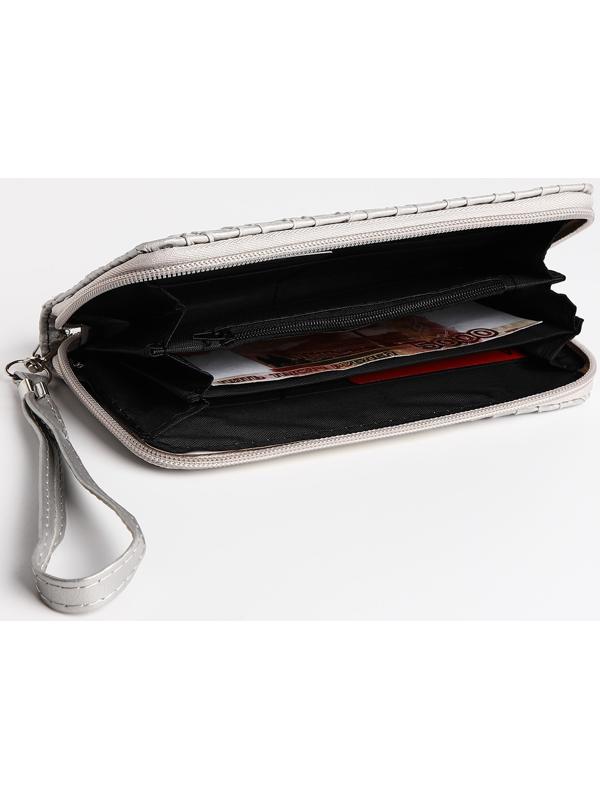 Кошелёк на молнии, цвет серебряный