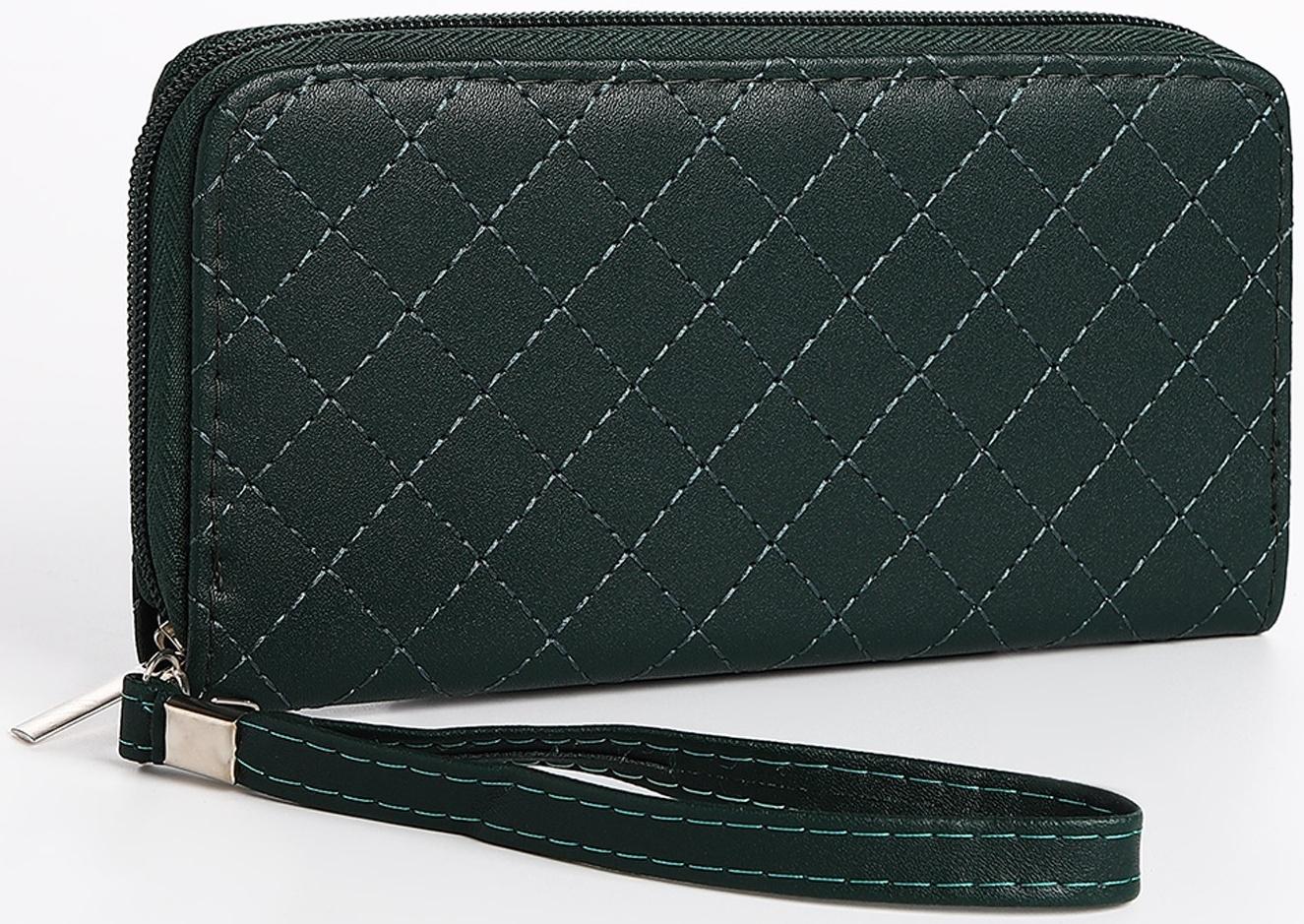 Кошелёк на молнии, цвет зелёный