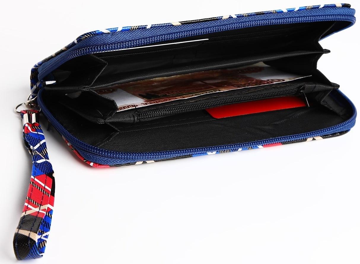 Кошелёк на молнии, цвет синий