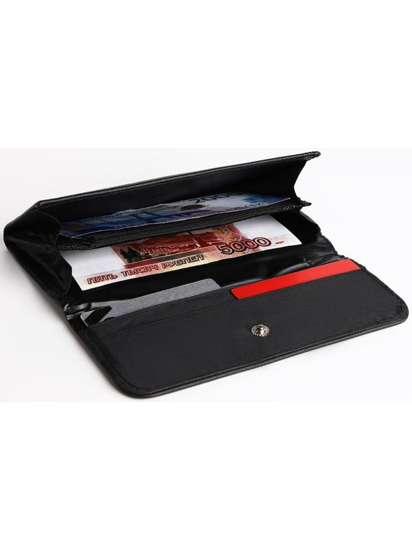 Кошелек жен 06-01-01 Диана,18,5*2,5*9 см, 3 отд, д/карт, д/монет, на кнопке, черный