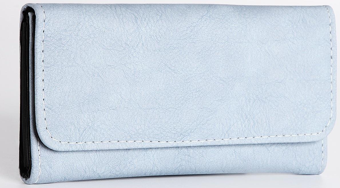 Кошелек жен 06-01-01 Ева,18,5*2,5*9 см, 3 отд, д/карт, д/монет, на кнопке, голубой