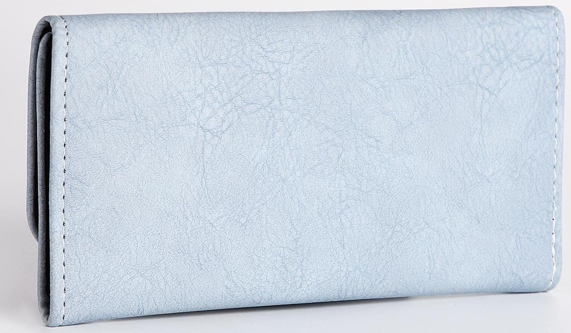 Кошелек жен 06-01-01 Ева,18,5*2,5*9 см, 3 отд, д/карт, д/монет, на кнопке, голубой