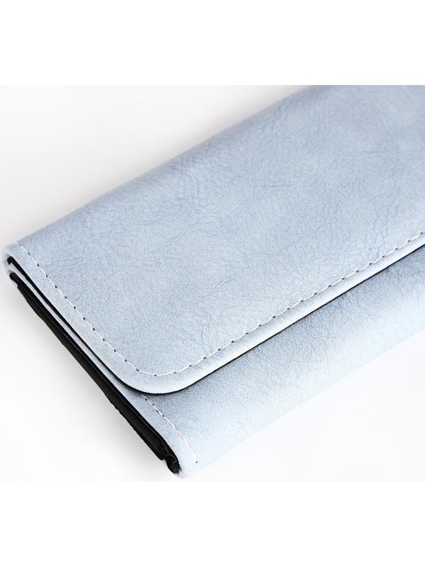 Кошелек жен 06-01-01 Ева,18,5*2,5*9 см, 3 отд, д/карт, д/монет, на кнопке, голубой