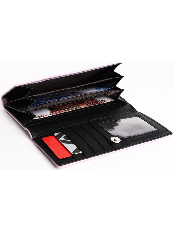 Кошелек жен 06-01-01 Злата,19*4*9 см, 4 отд, д/карт, д/монет, на магните, сиреневый