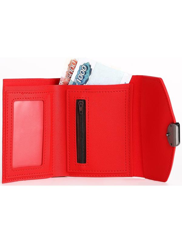 Кошелек жен 12-01-01 Ида, 12*3*9 см, 1 отд, д/карт, д/монет, на кнопке, красный