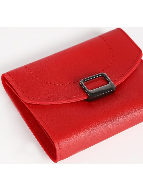 Кошелек жен 12-01-01 Ида, 12*3*9 см, 1 отд, д/карт, д/монет, на кнопке, красный