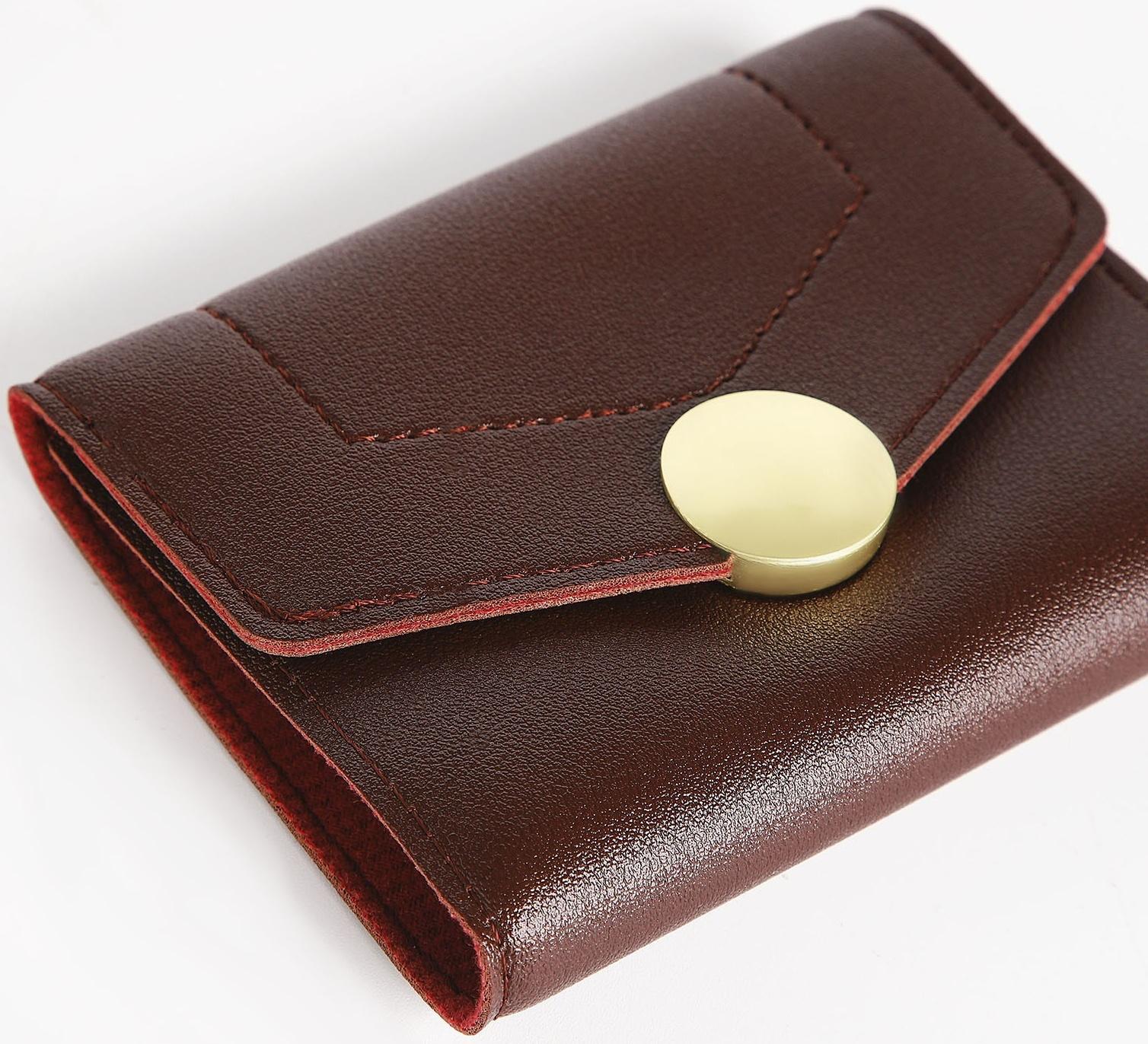 Кошелек жен 12-01-01 Инга, 12*3*9 см, 1 отд, д/карт, д/монет, на кнопке, бордовый