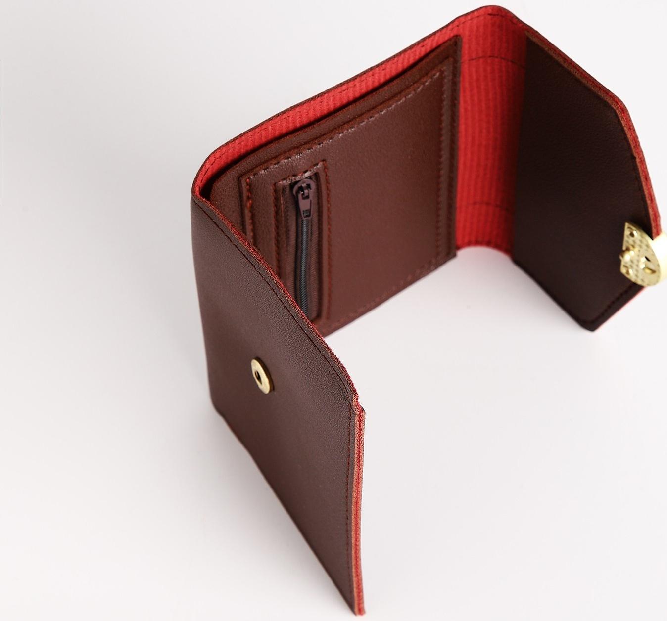 Кошелек жен 12-01-01 Инга, 12*3*9 см, 1 отд, д/карт, д/монет, на кнопке, бордовый