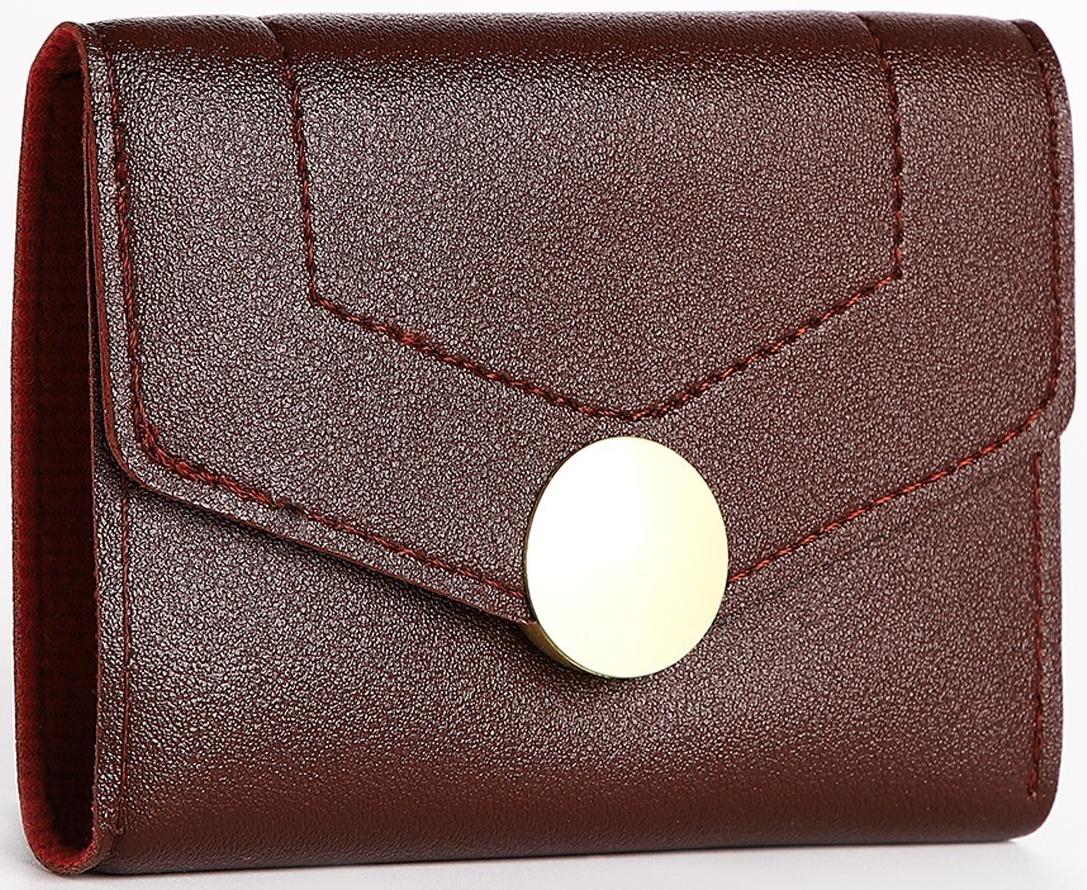 Кошелек жен 12-01-01 Инга, 12*3*9 см, 1 отд, д/карт, д/монет, на кнопке, бордовый