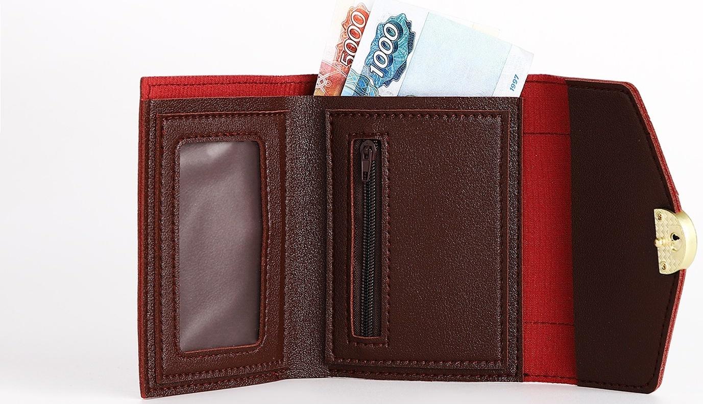 Кошелек жен 12-01-01 Инга, 12*3*9 см, 1 отд, д/карт, д/монет, на кнопке, бордовый