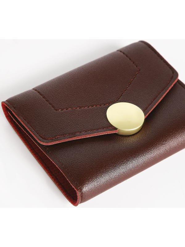 Кошелек жен 12-01-01 Инга, 12*3*9 см, 1 отд, д/карт, д/монет, на кнопке, бордовый