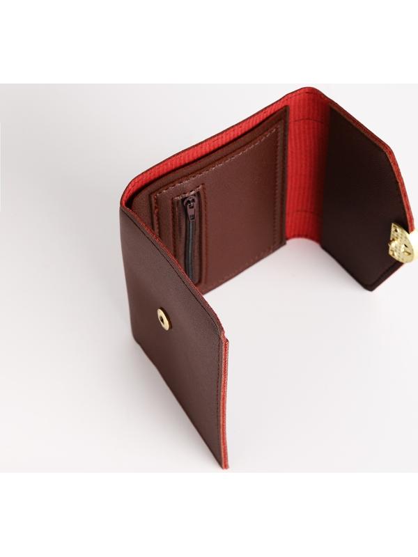 Кошелек жен 12-01-01 Инга, 12*3*9 см, 1 отд, д/карт, д/монет, на кнопке, бордовый
