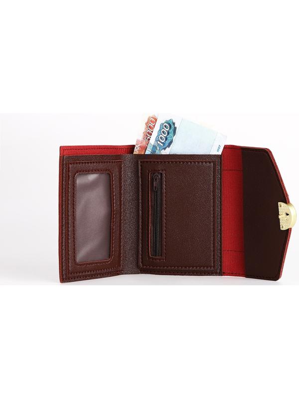 Кошелек жен 12-01-01 Инга, 12*3*9 см, 1 отд, д/карт, д/монет, на кнопке, бордовый