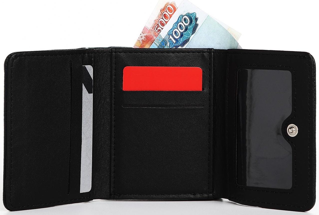 Кошелек жен 12-01-01 Ася, 11*3,5*8,5 см, 1 отд+отд/фермуар, д/карт, д/монет, на кнопке, черный   973