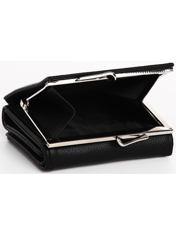 Кошелек жен 12-01-01 Ася, 11*3,5*8,5 см, 1 отд+отд/фермуар, д/карт, д/монет, на кнопке, черный   973