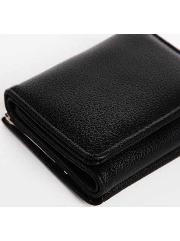 Кошелек жен 12-01-01 Ася, 11*3,5*8,5 см, 1 отд+отд/фермуар, д/карт, д/монет, на кнопке, черный   973