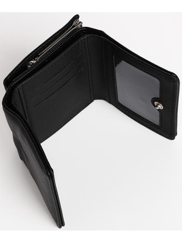 Кошелек жен 12-01-01 Ася, 11*3,5*8,5 см, 1 отд+отд/фермуар, д/карт, д/монет, на кнопке, черный   973