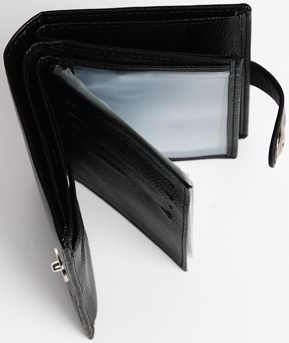 Портмоне мужское 3 в 1 на магните, для купюр, автодокументов и паспорта, цвет чёрный