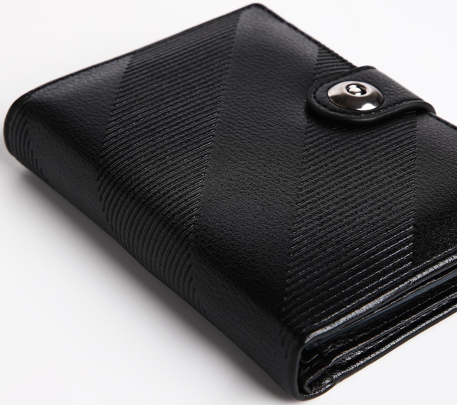 Портмоне мужское 3 в 1 на магните, для купюр, автодокументов и паспорта, цвет чёрный