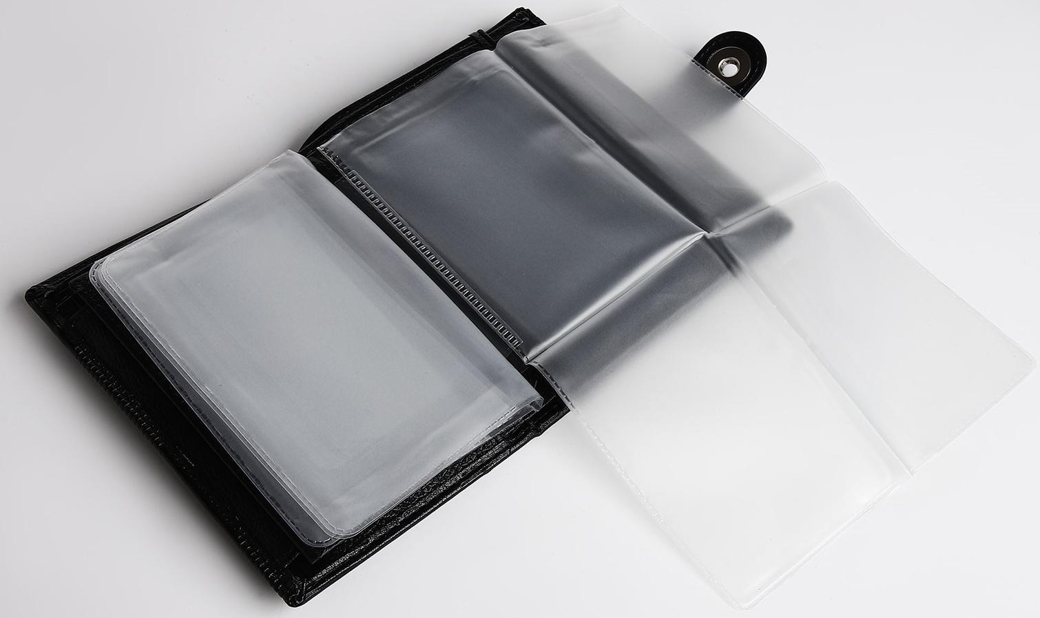 Портмоне мужское 3 в 1 на магните, для купюр, автодокументов и паспорта, цвет чёрный