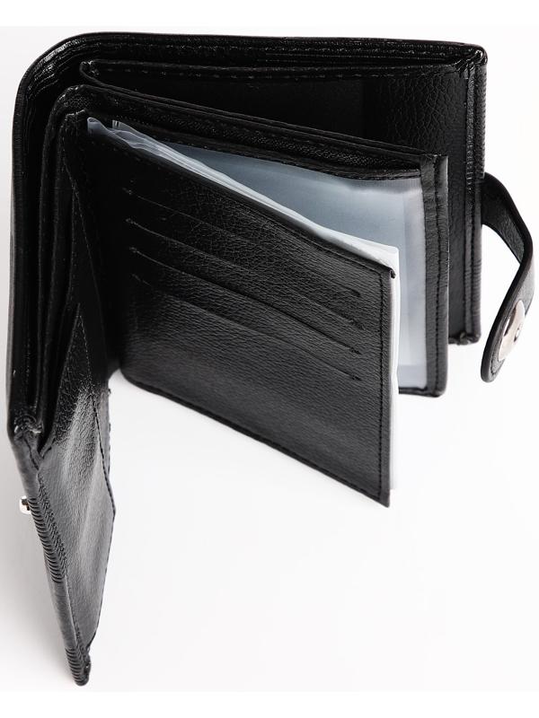 Портмоне мужское 3 в 1 на магните, для купюр, автодокументов и паспорта, цвет чёрный