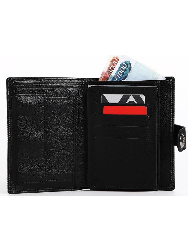 Портмоне мужское 3 в 1 на магните, для купюр, автодокументов и паспорта, цвет чёрный
