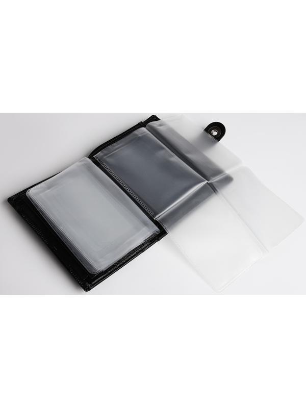 Портмоне мужское 3 в 1 на магните, для купюр, автодокументов и паспорта, цвет чёрный