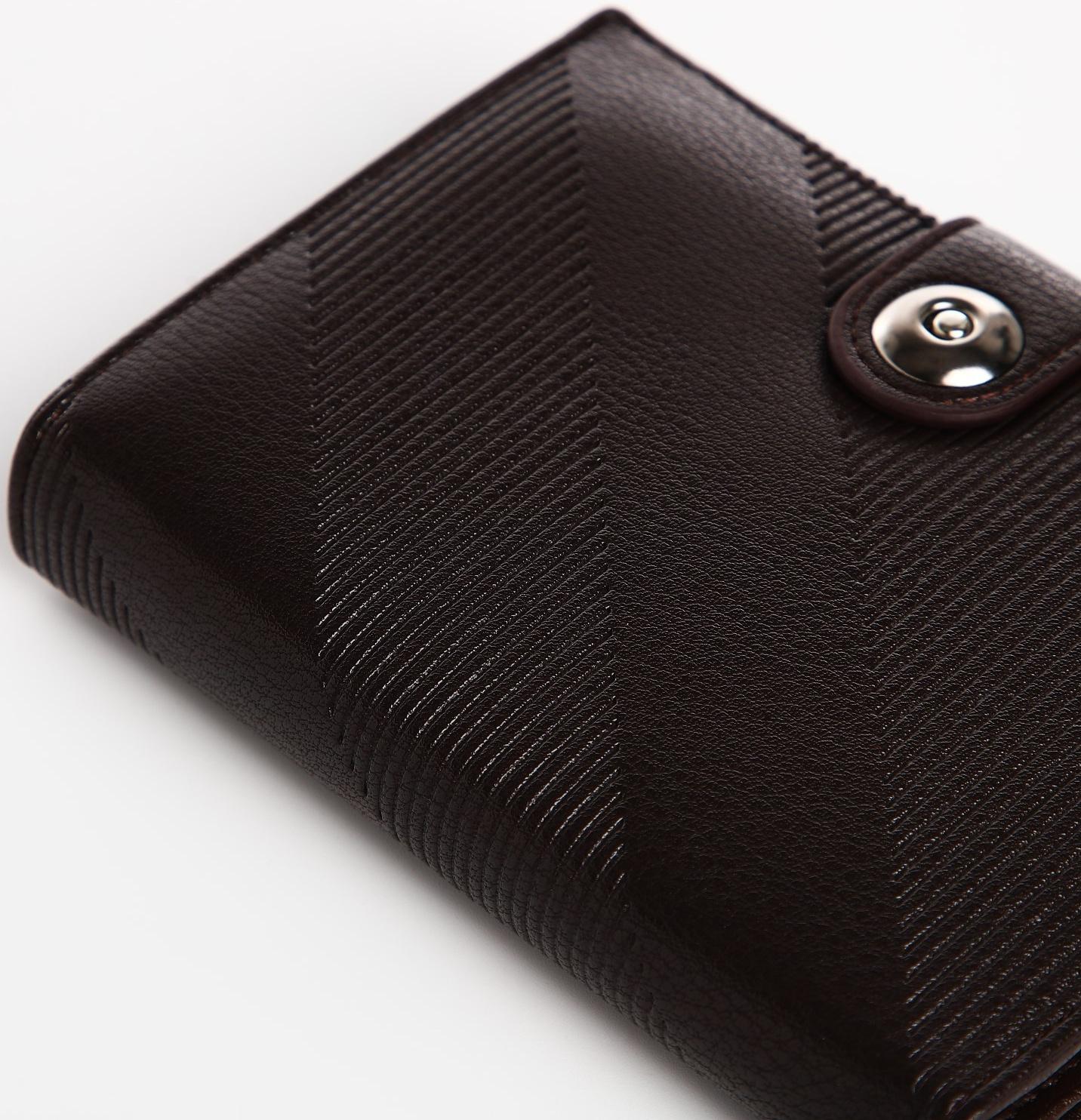 Портмоне мужское 3 в 1 на магните, для купюр, автодокументов и паспорта, цвет коричневый