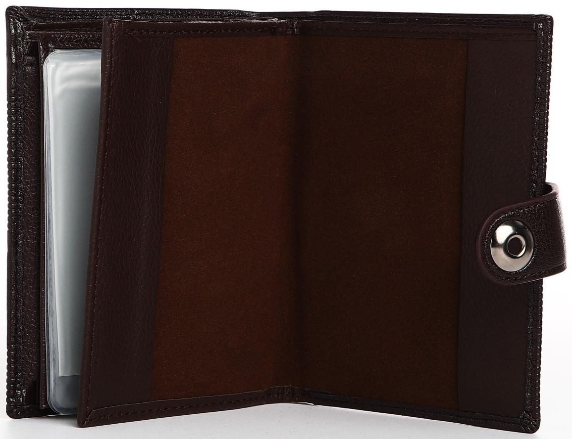Портмоне мужское 3 в 1 на магните, для купюр, автодокументов и паспорта, цвет коричневый