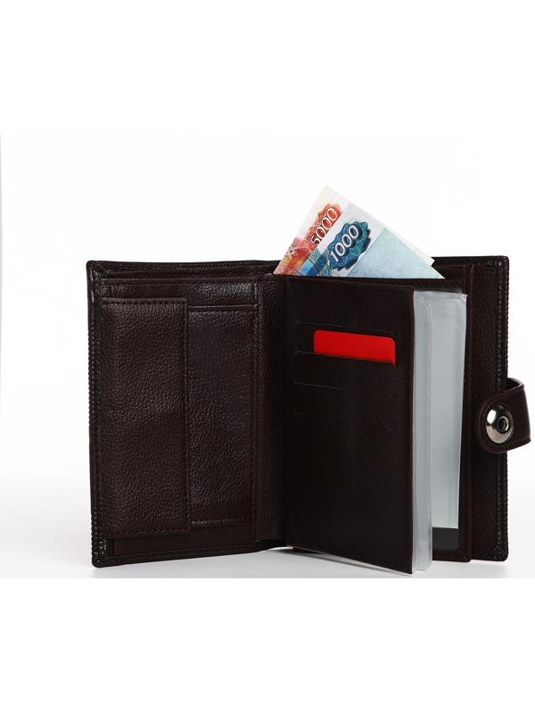 Портмоне мужское 3 в 1 на магните, для купюр, автодокументов и паспорта, цвет коричневый