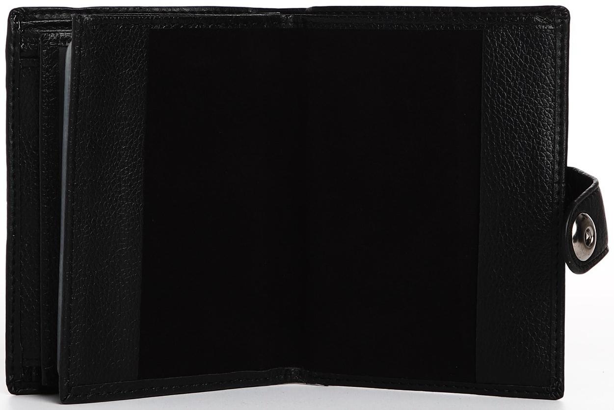 Портмоне мужское 3 в 1 на магните, для купюр, автодокументов и паспорта, цвет чёрный