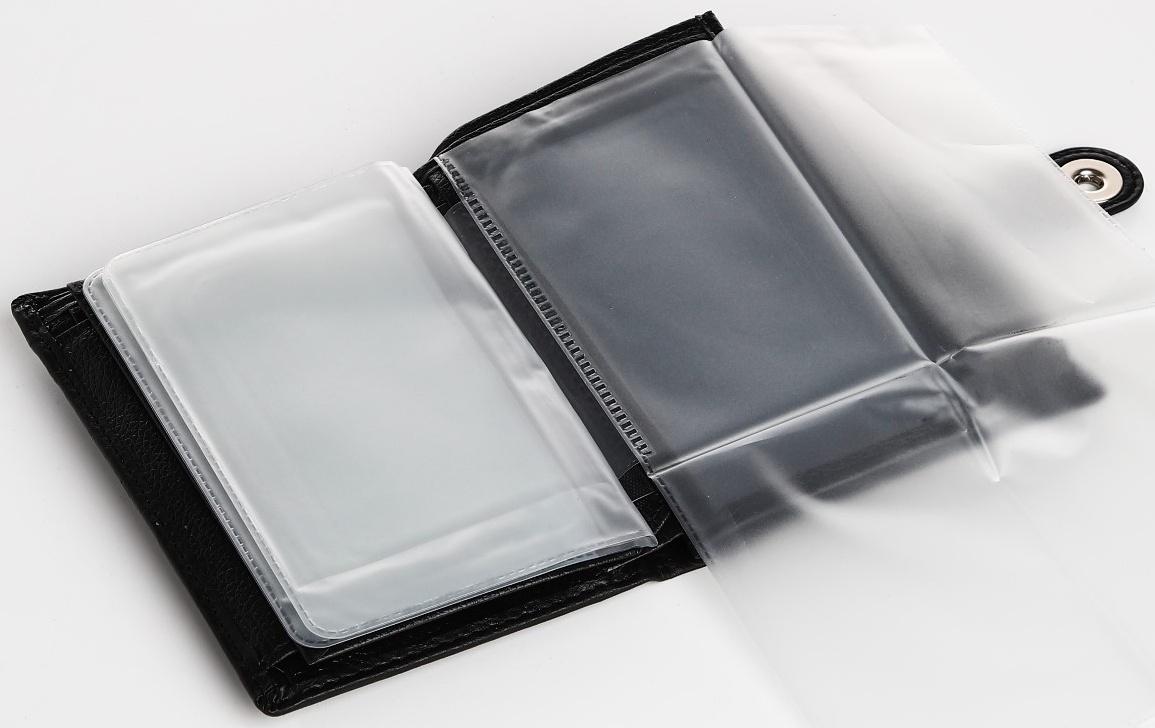 Портмоне мужское 3 в 1 на магните, для купюр, автодокументов и паспорта, цвет чёрный