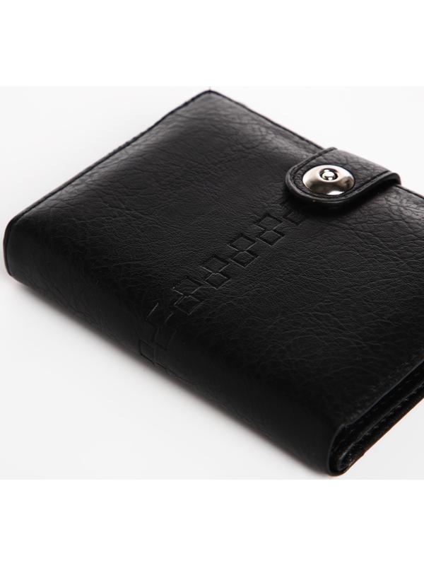 Портмоне мужское 3 в 1 на магните, для купюр, автодокументов и паспорта, цвет чёрный