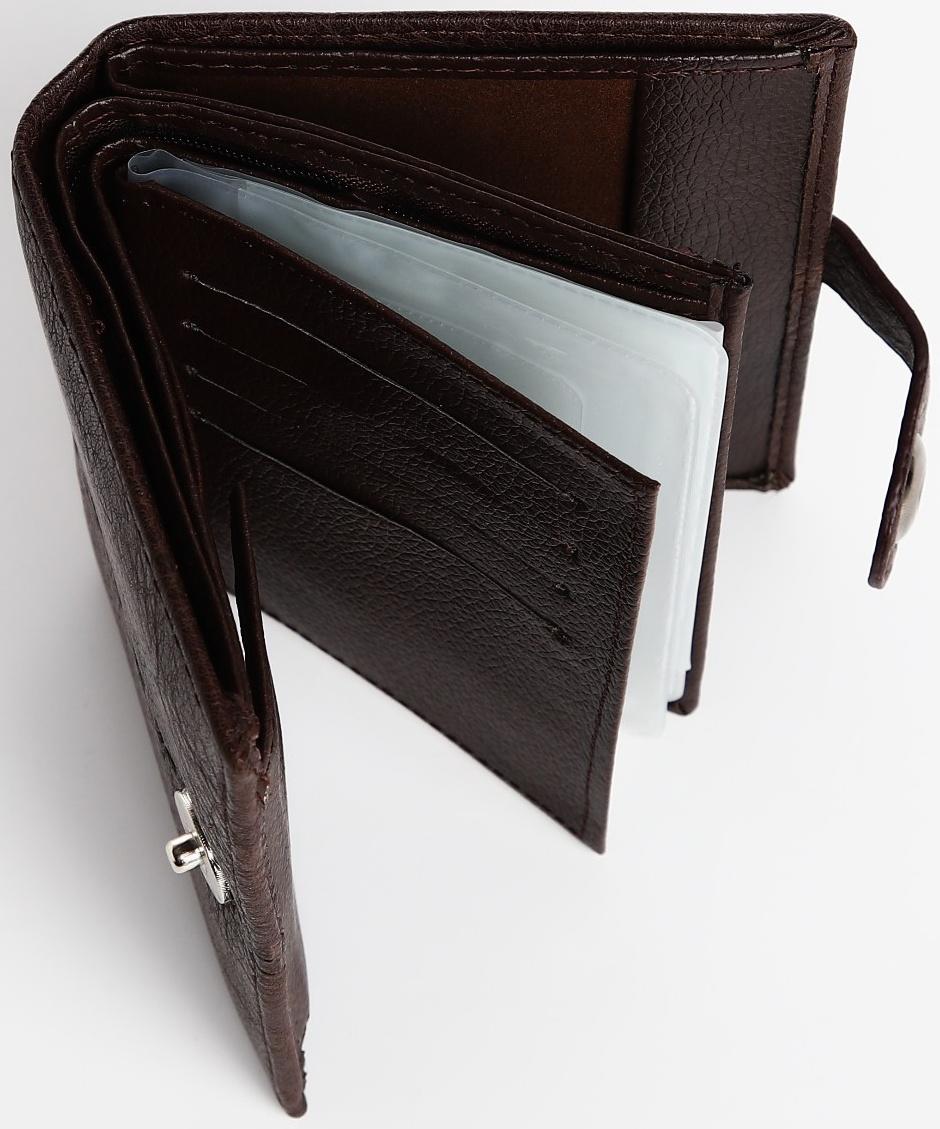 Портмоне мужское 3 в 1 на магните, для купюр, автодокументов и паспорта, цвет коричневый