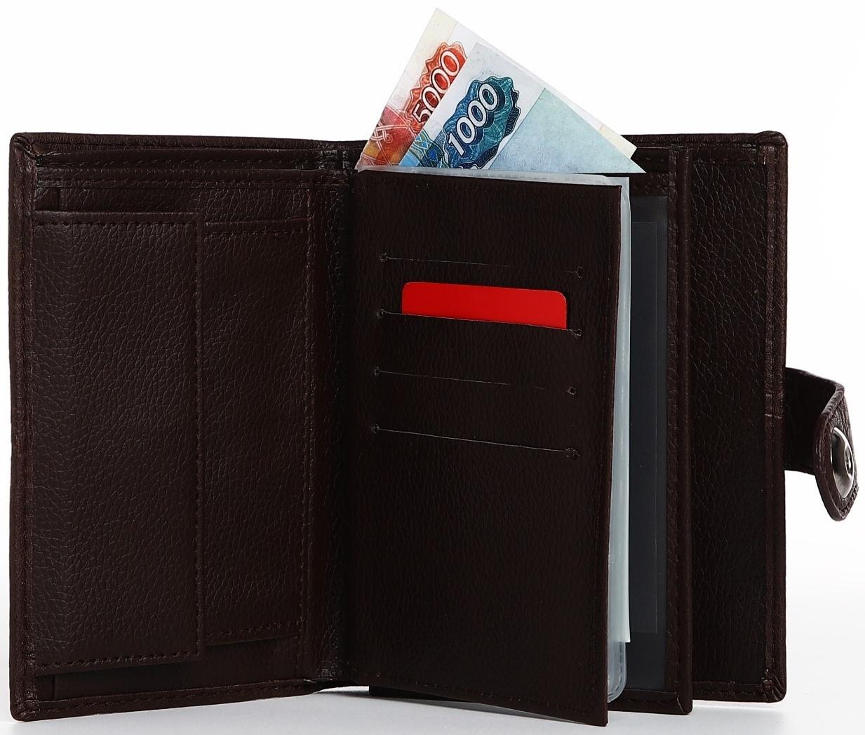 Портмоне мужское 3 в 1 на магните, для купюр, автодокументов и паспорта, цвет коричневый