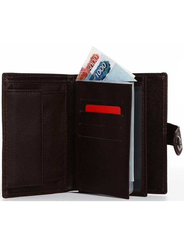 Портмоне мужское 3 в 1 на магните, для купюр, автодокументов и паспорта, цвет коричневый