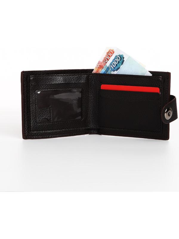 Портмоне мужское на магните, отдел для купюр, для карт, для монет, цвет коричневый