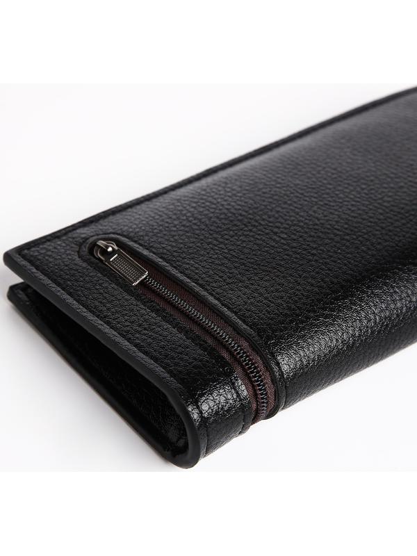 Портмоне мужское на магните, отдел для купюр, для карт, цвет черный