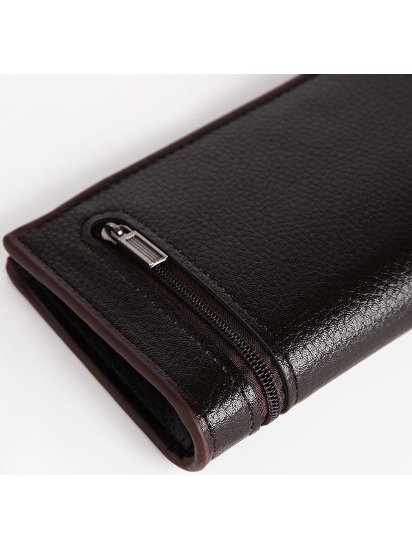 Портмоне мужское на магните, отдел для купюр, для карт, цвет коричневый