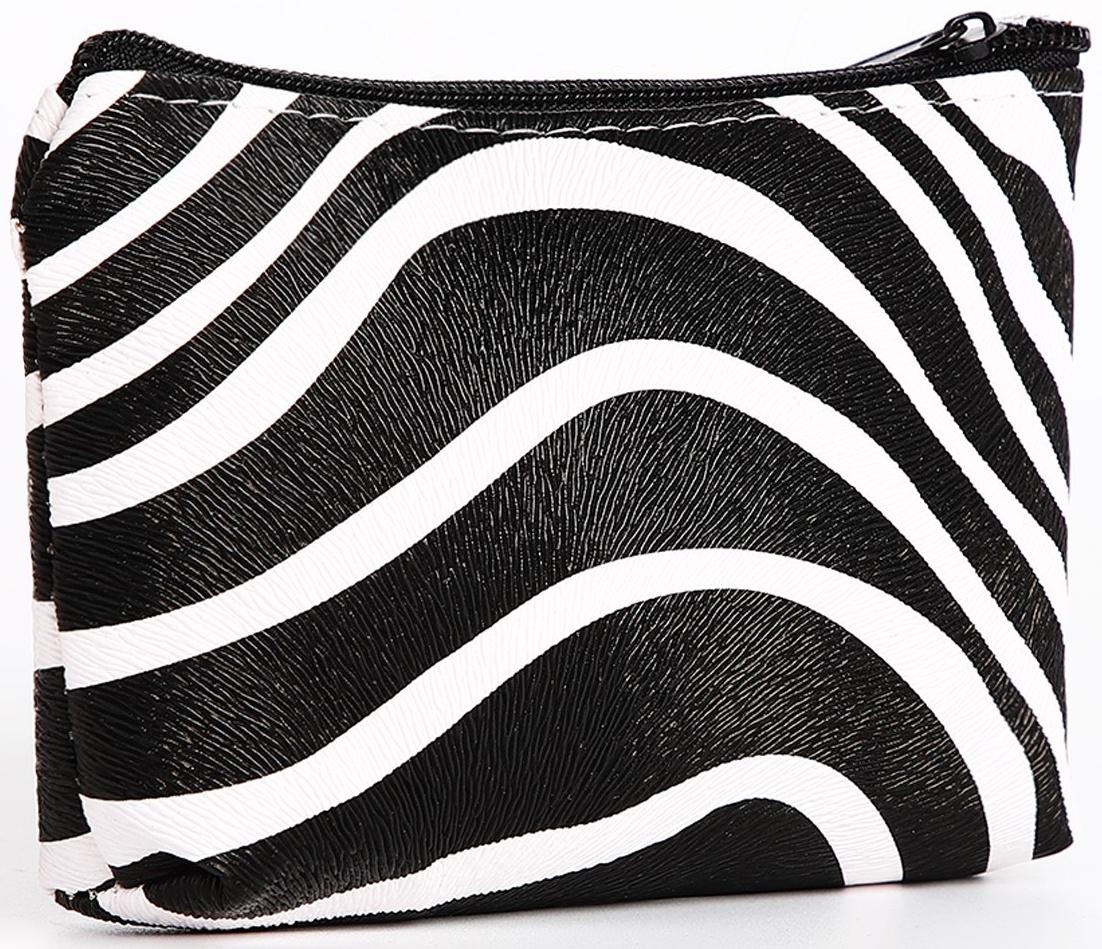 Кошелёк на молнии, цвет чёрный/белый