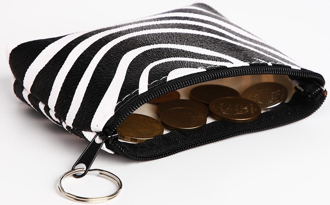 Кошелёк на молнии, цвет чёрный/белый