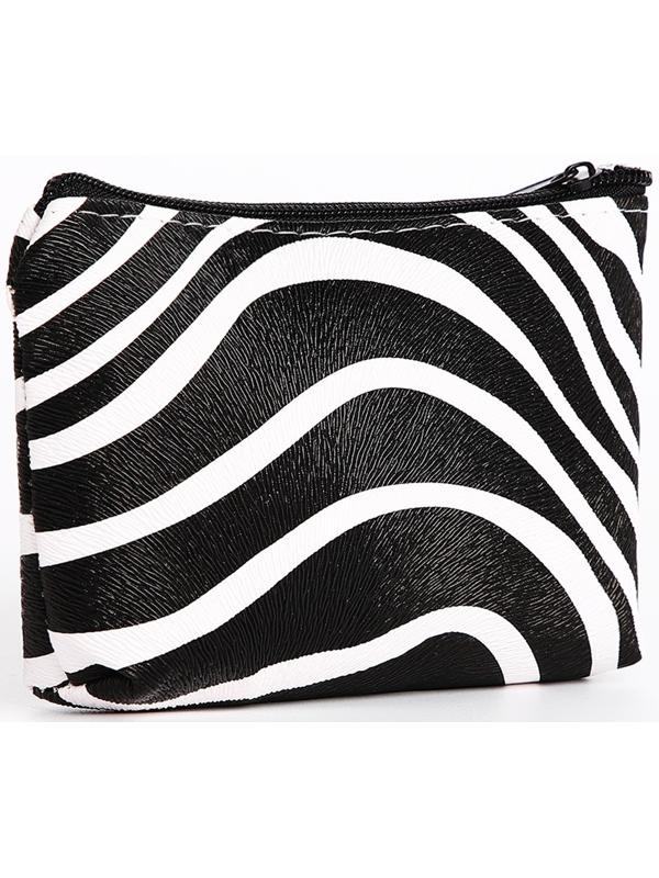 Кошелёк на молнии, цвет чёрный/белый