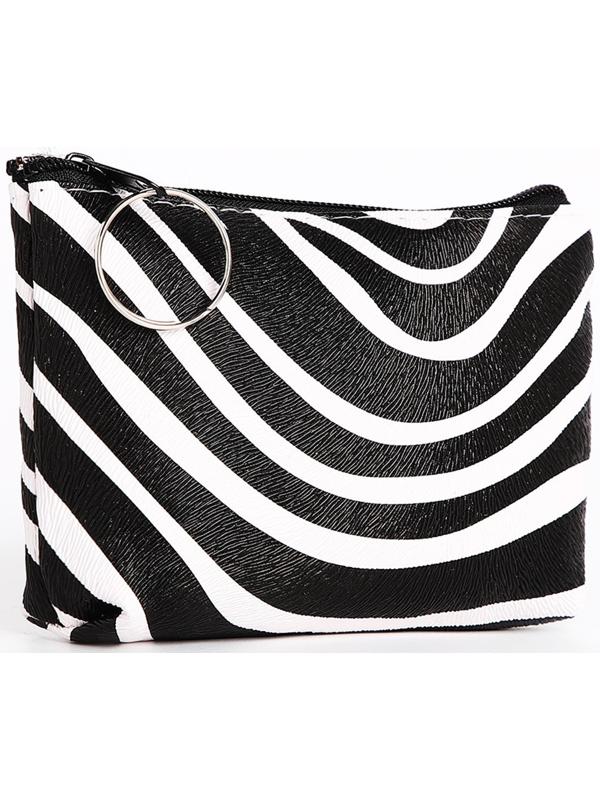 Кошелёк на молнии, цвет чёрный/белый