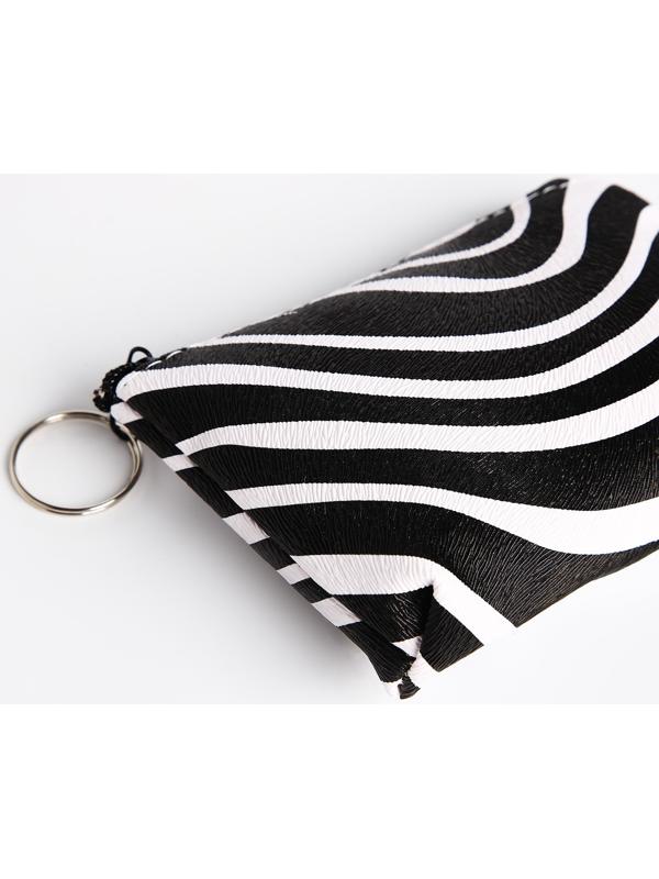 Кошелёк на молнии, цвет чёрный/белый