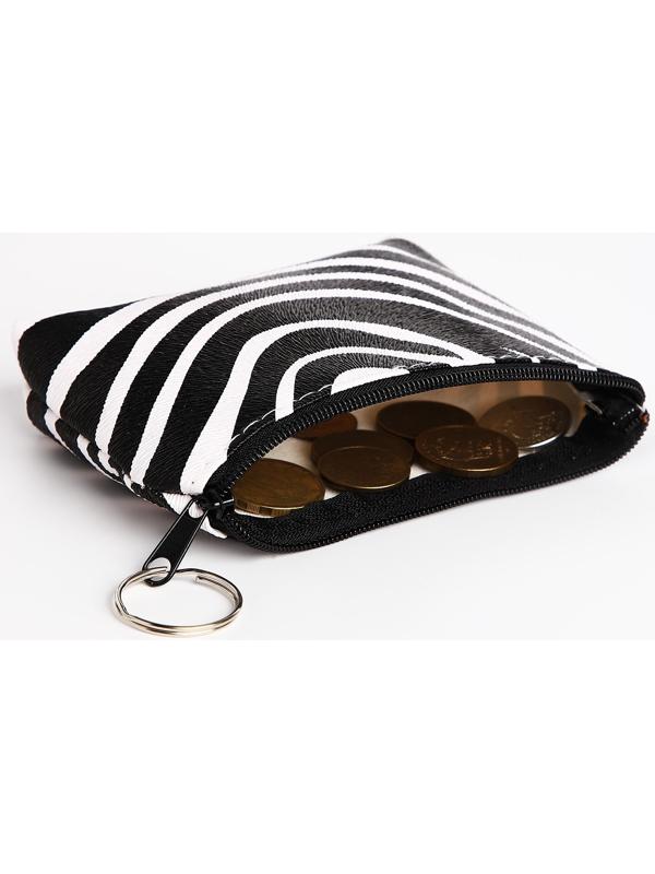 Кошелёк на молнии, цвет чёрный/белый