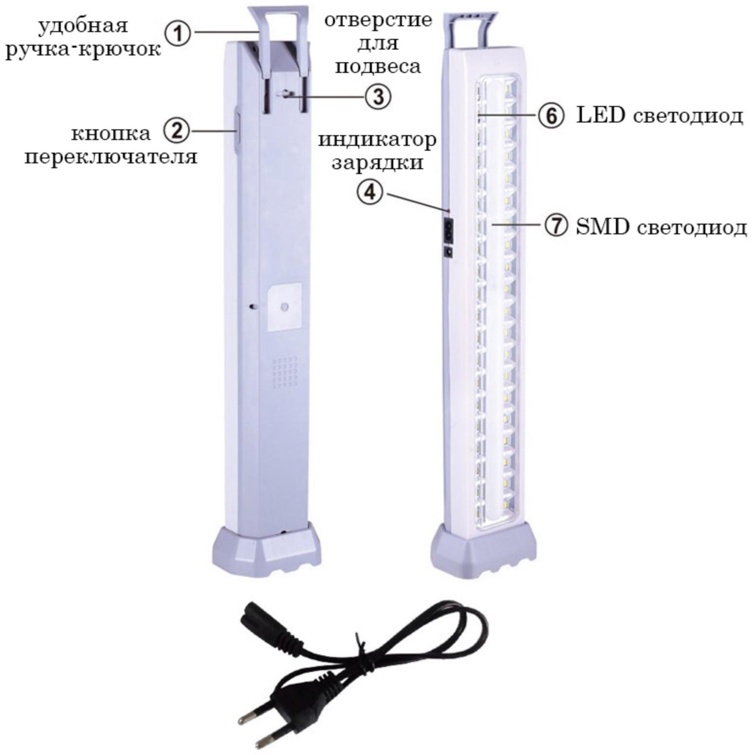 Фонарь кемпинговый аккумуляторный, 10 Вт, 2400 мАч, 800 лм, 40 LED, IP44