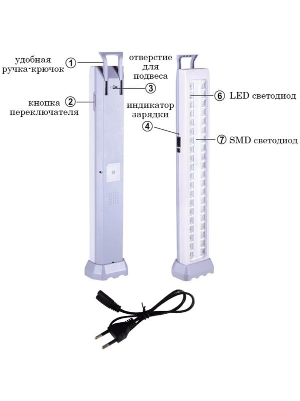 Фонарь кемпинговый аккумуляторный, 10 Вт, 2400 мАч, 800 лм, 40 LED, IP44