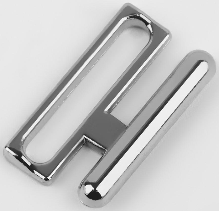 Застёжка для купальника, металлическая, 20 мм, 5 шт, цвет серебряный