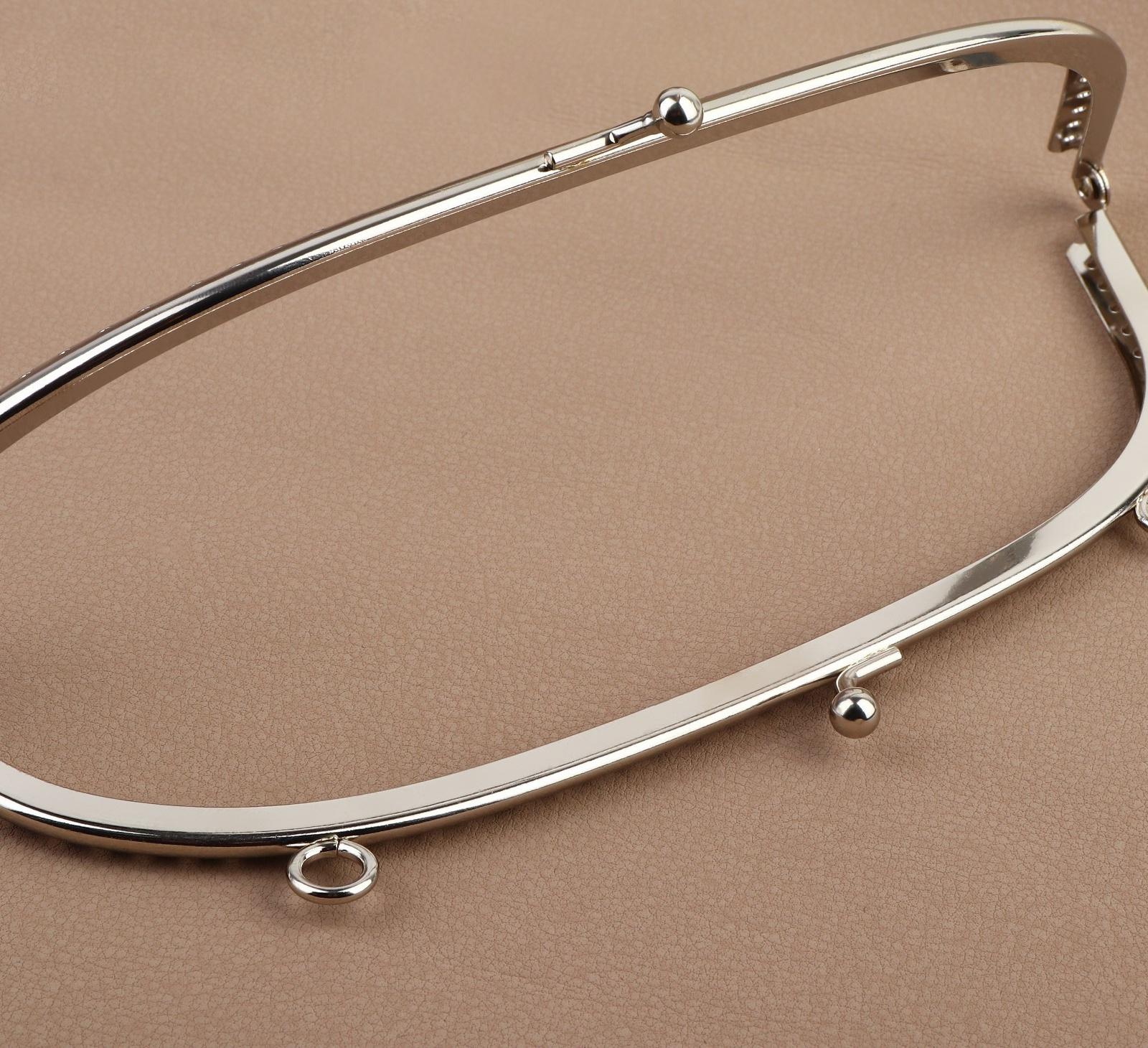 Фермуар пришивной «Полукруг», с креплениями, 20 × 7,5 см, цвет серебряный