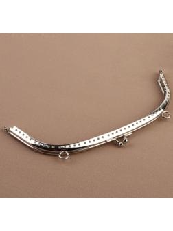 Фермуар пришивной «Полукруг», с креплениями, 20 × 7,5 см, цвет серебряный